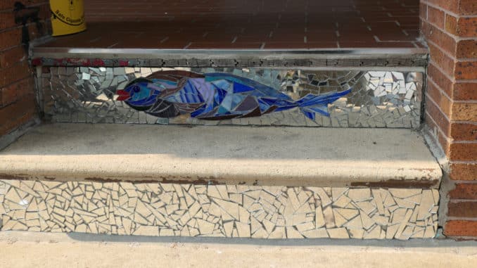 Mosaic Fish on Step