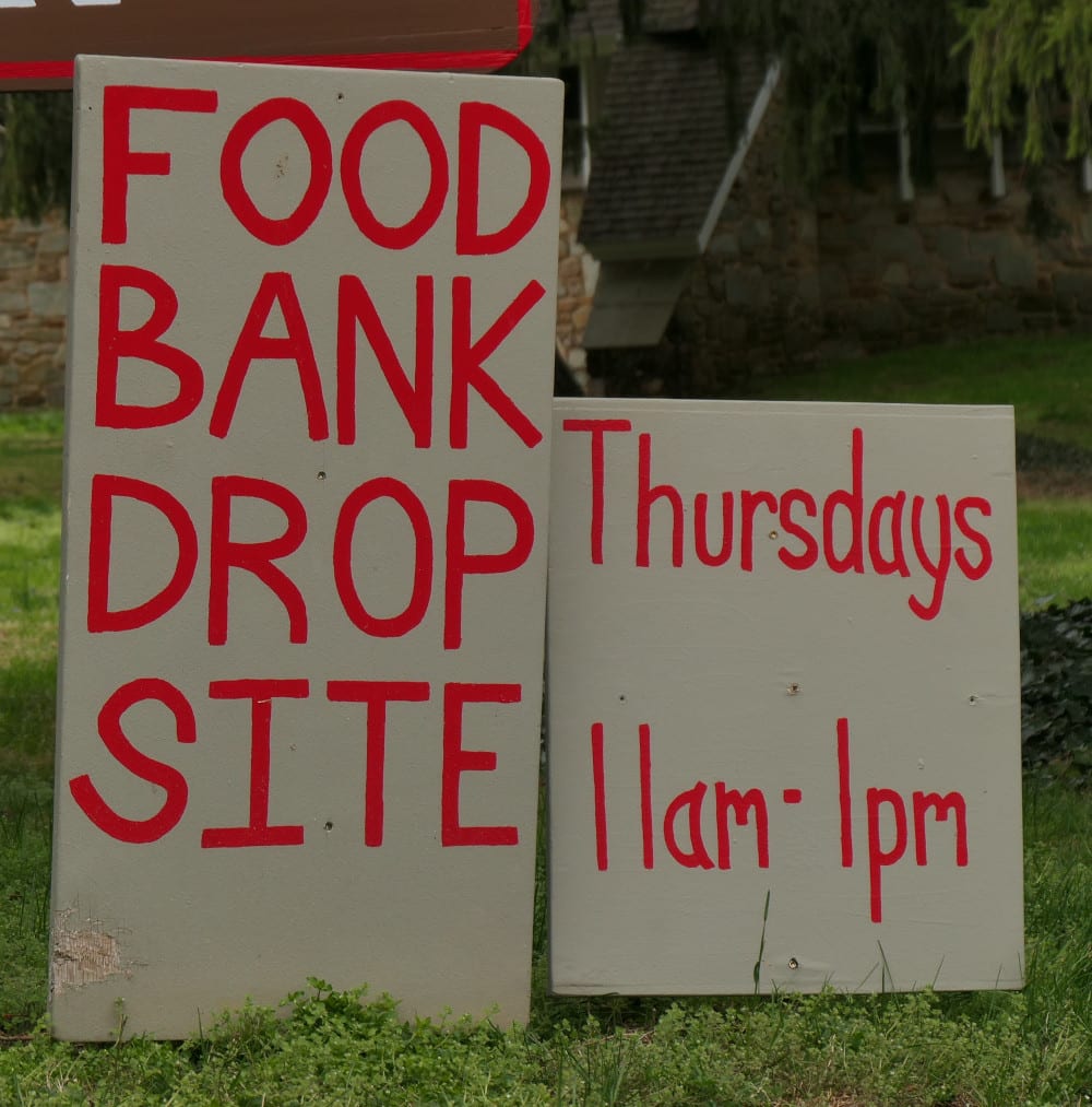 Foodbank dropoff sign