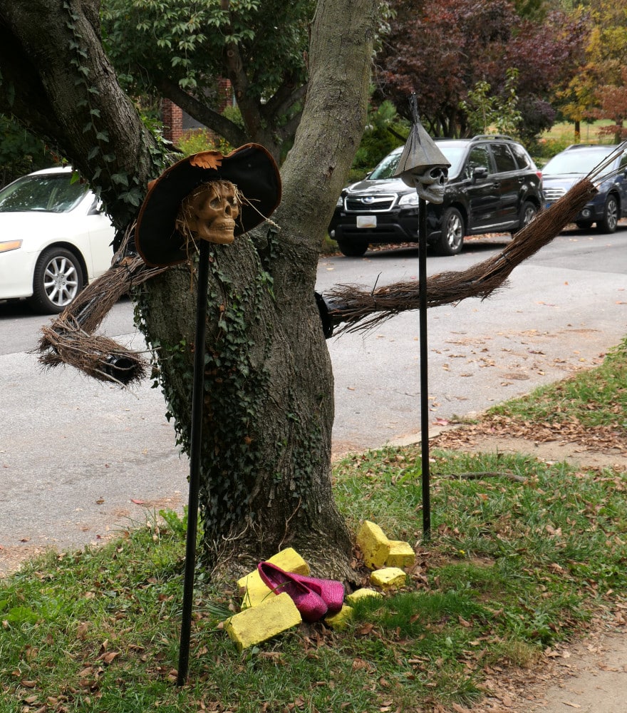 skulls with scarecrow and tin woodsman hats