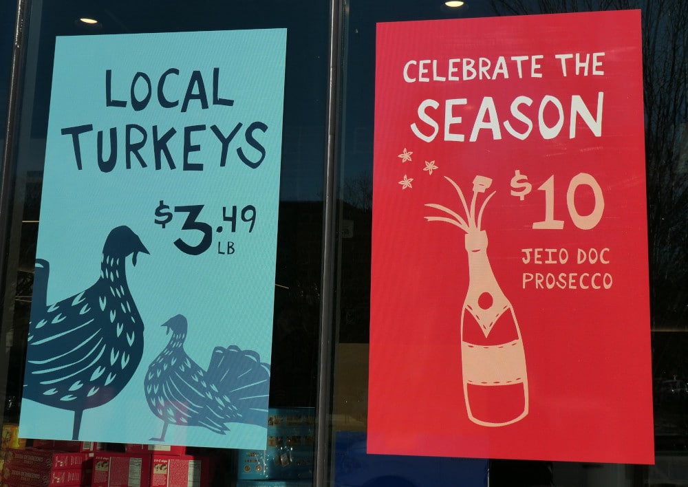 Sign for turkey and prosecco
