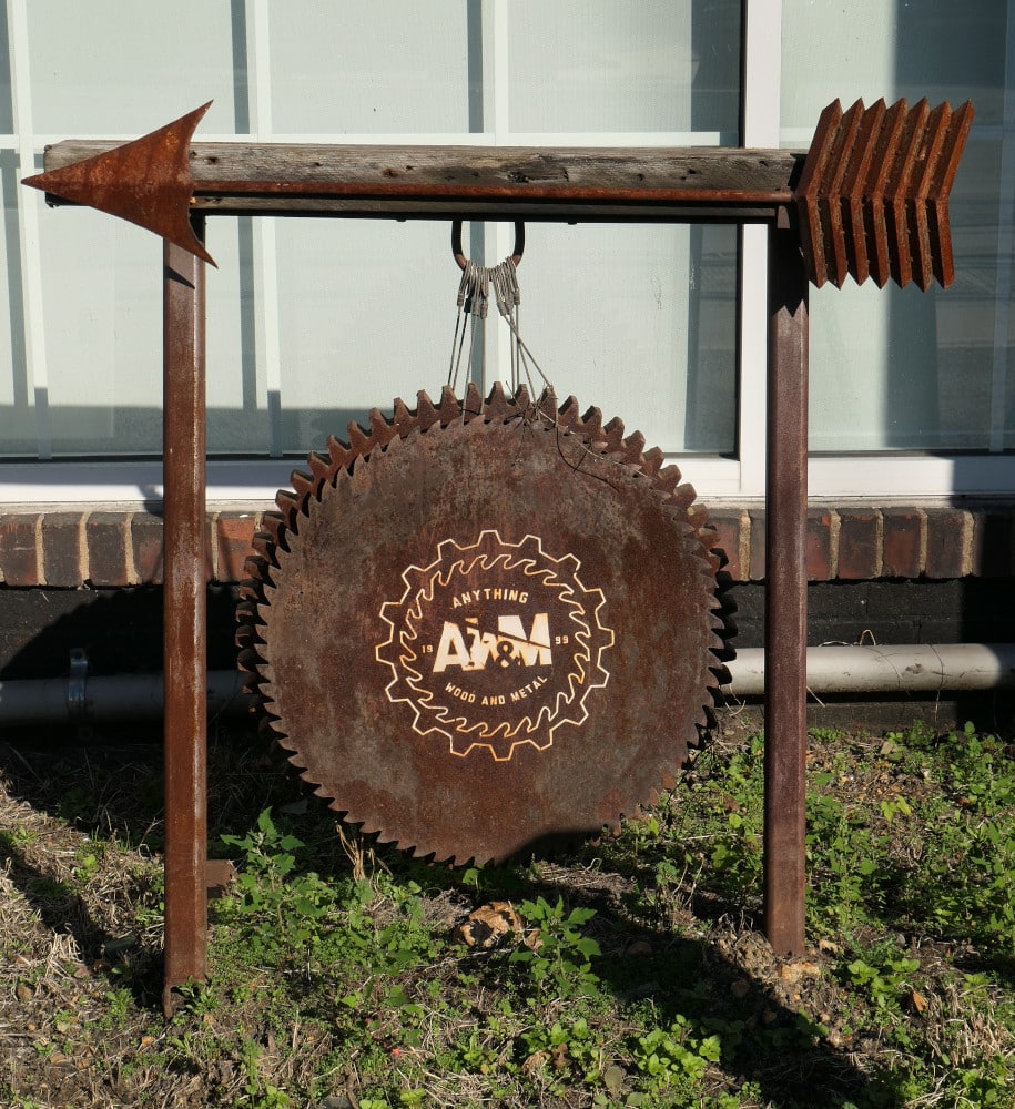 sign made of saw blades