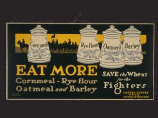 Eat more cornmeal, rye flour, oatmeal, and barley -- Save the wheat for the fighters / Adolph Treidler / 1917 / Source: https://www.loc.gov/item/2002699351