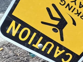 upside down caution sign